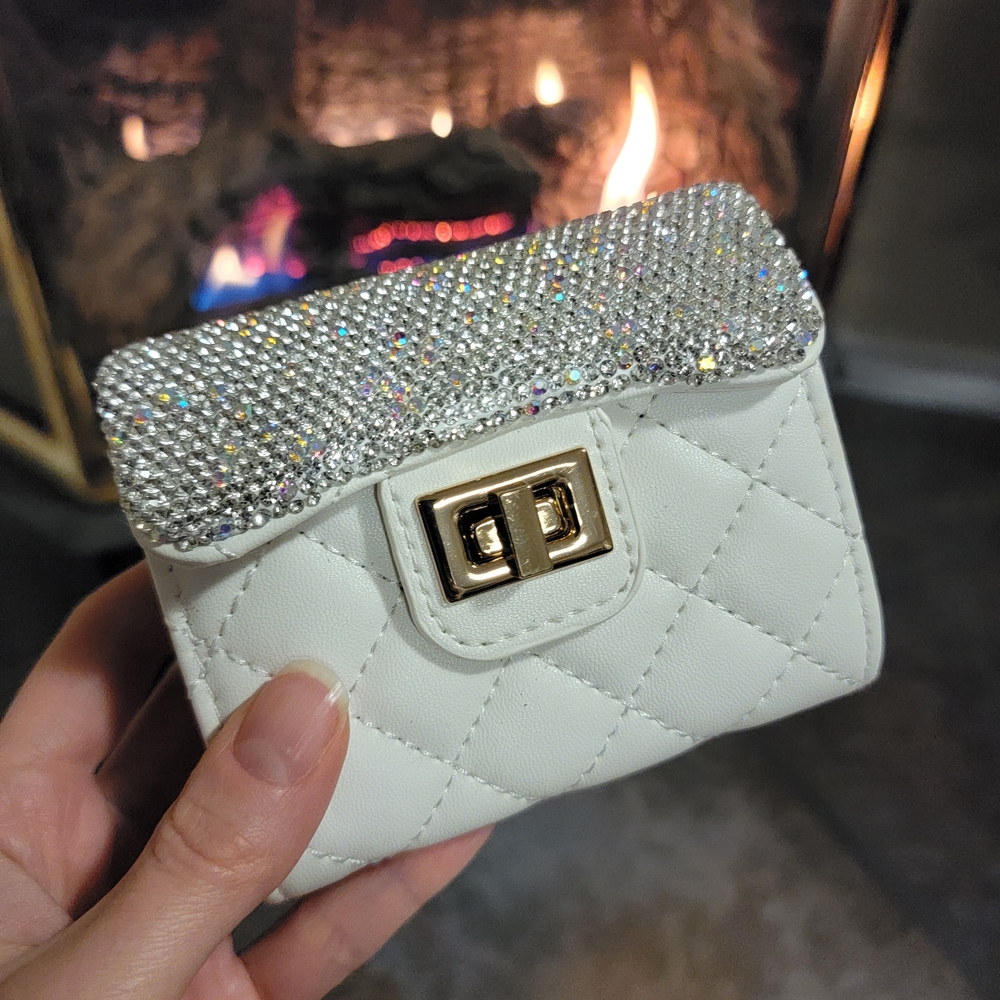 New Sparkle Elegant White Quilted Wallet